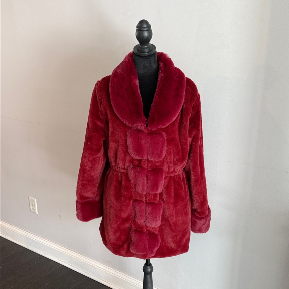 Burgundy Faux Fur Jacket